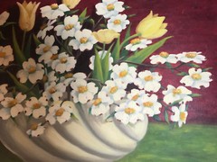 Vintage M Harrison „Still Life With Flowers“ Oil Painting- Signed And Framed