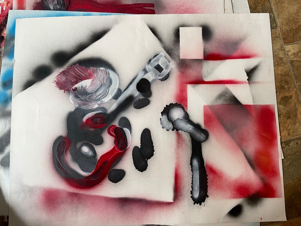 Painting art new Ody West “Guitarist”graffiti acrylic spray paint original 22×28