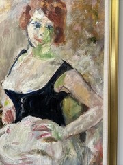 Mid Century Painting Woman Women Pretty Female Model Enid Edson New York Large