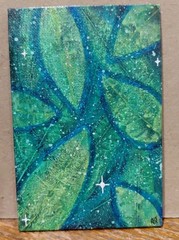 Original Acrylic Painting 4×6 Canvas Board Enchanted Leaves