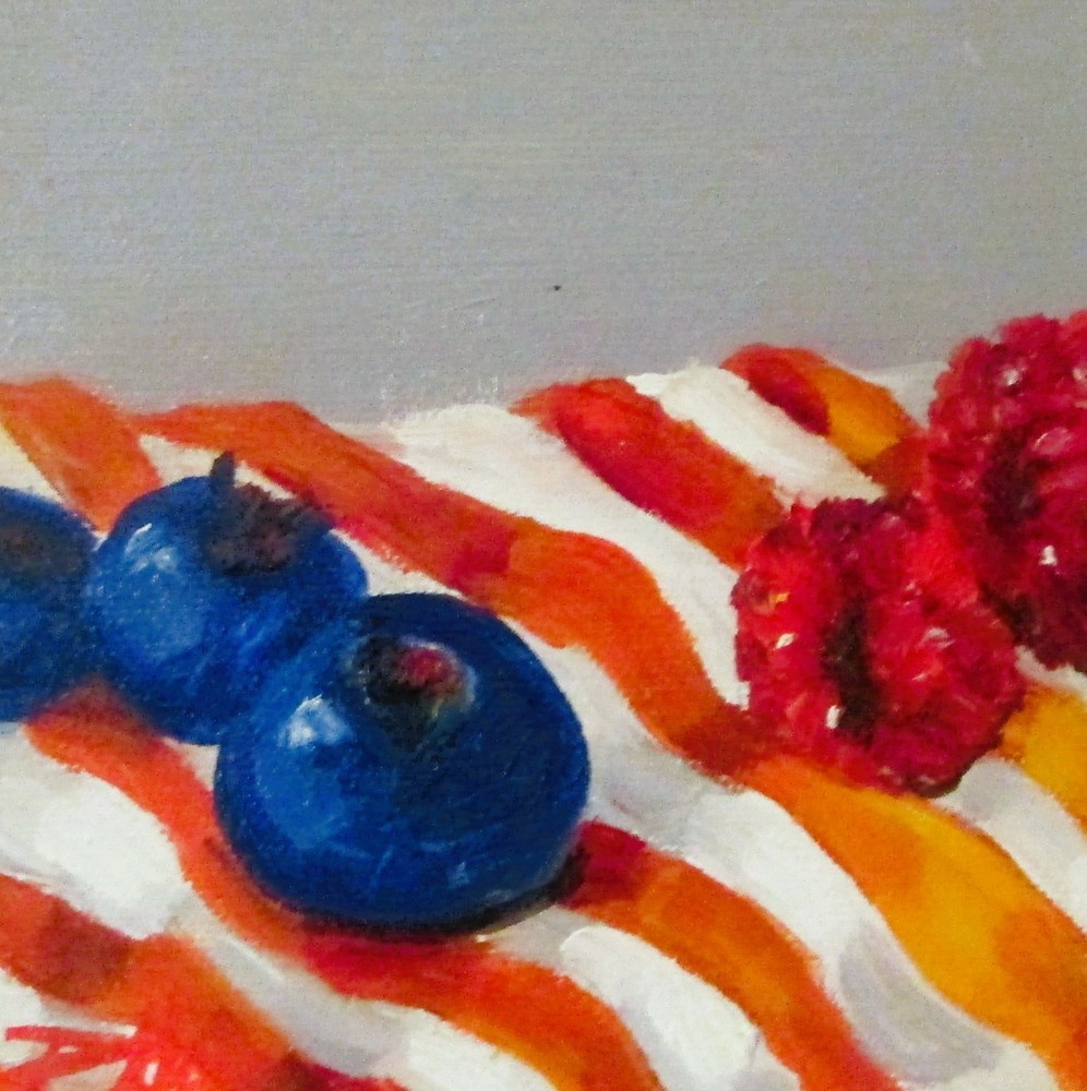 Delilah Original impressionism oil COA blueberries raspberries berry still life