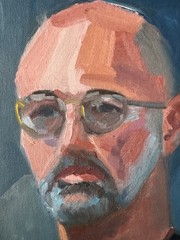 Vintage Portrait Acrylic Board Portrait Man Glasses 9 x 12 Peter Feldman