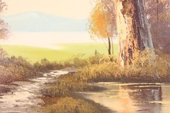 Vintage Landscape Oil Painting Signed Lewis 30″W x 24’H