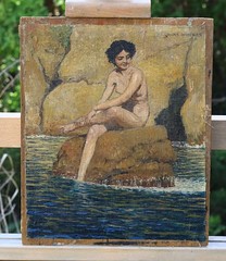 Hans Deiters (1868-1922) Oil Painting Woman on a Rock Signed OOAK