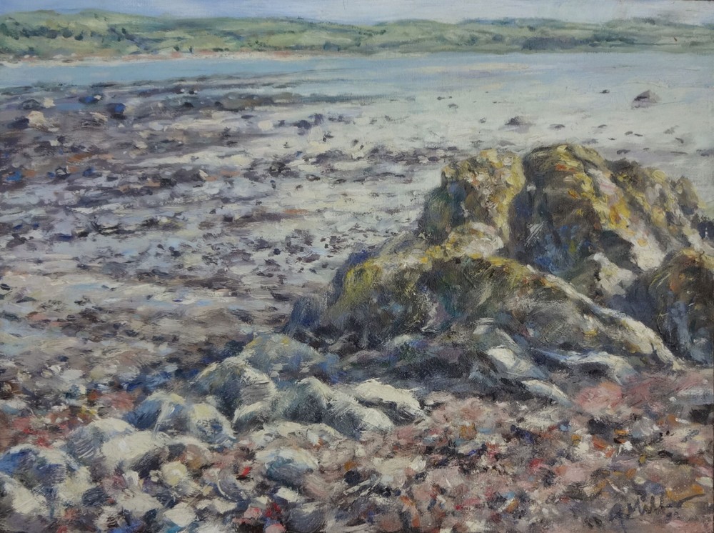 GERRY MILLER-Oil Painting on panel. Landscape.“Seascape Bute, Scotland“.40×30