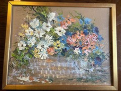 ARNOLD VAIL LISTED TEXAS ARTIST Impasto FLORAL OIL PAINTING ON CANVAS BOARD