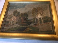Vintage Antique Oil Painting On Board European Landscape – unsigned, Framed