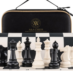 Foldable Silicone Chess Set 15×15 Inch 3.25 King Weighted Pieces Carrying Case