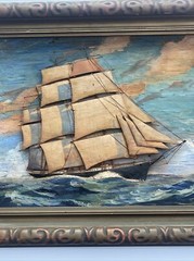 TACKABERRY ANTIQUE DIORAMA NAUTICAL PAINTING SCULPTURE WOOD CARVING SEATTLE OLD