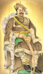 Miniature Portrait Painting Of Hindu Rajput Maharaja Gouache Art 10×13 Inches