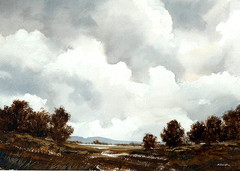Autumn Trees Landscape 12 1/4 x 17 Watercolor Painting-William Senior
