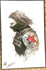 Marvel Buckey/The Winter Solider Sketched/Painted Art In Frame 17x 11.5x 1 In.