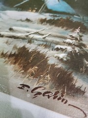 Winter Cabin in the Woods Painting/Print on Canvas Eugene Garin Artist