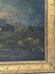 MOON LIGHT LIT PAINTING NOCTURNAL COASTAL NAUTICAL 19TH TO 20TH CENTURY MYSTERY