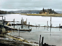 Vintage Ritchie Benson -Winter Mists- Coastal Scene Painting Challis Galleries