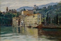 Anna Richards Brewster -1930 View of San Michele di Pagana in Italy-Oil painting