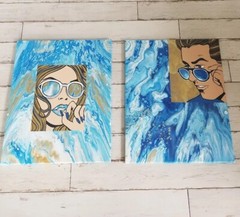 Original Acrylic Abstract Painting Pop Art signed Canvas