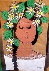 SAN ANTONIO TEXAS ARTIST ADRIEL SQUEAKY MCGILL 11″ X 18″ FIESTA LADY DAISIES