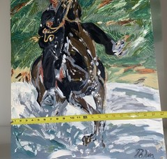Vntg 1960’s Running Horse Painting Signed Witold Palka 30” X 22” Large