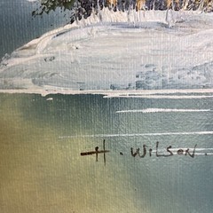 H Wilson Oil On Canvas WINTER MOON Painting Signed Framed 22×19 Listed Artist
