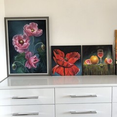 original oil paintings, Poppies, fine art, big red poppy, Wall Art