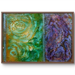 Aqua Abstract Modern Original Signed Wood Paneling Acrylic Wall Art 5×7 BACH