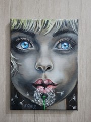 Original Oil on canvas painting* 12 x 9 in, signed*MAKE A WISH*