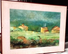 Painting Drawing Mixed Media Vinicio Olivieri Landscape Tuscan Farmhouses