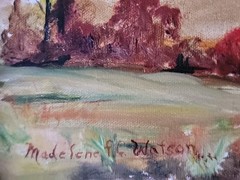 1996 Vintage Madelene Watson Conneaut Lake Pa Artist Farm Hunting Oil Painting
