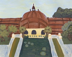Original Painting San Diego Balboa Park Socal Southern California Botanical Pond