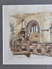 ART – Vintage Signed Richard Nibbs Etching 15×13 Framed VTG Art Church In Sussey