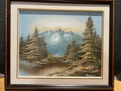 Vintage Original Landscape Painting on canvas 13×11 inches (signed as RONE R)