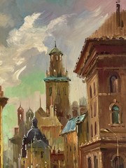 Oil Painting Venetian Reflection Y. Suprunchuk Evening Cityscape Art nAAA4243