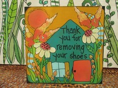 Thank you for removing your shoes Acrylic Painting on 8 x 8 x 1/4″ wood panel