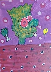 Original Aceo Painting Mixed Media Art Card Bart Simpson Low Brow Blood Donation