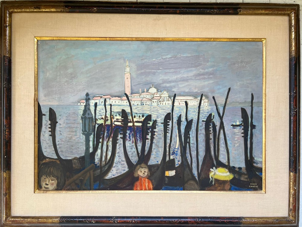 ROGER CHAPUT 1909 1995~MCM French Listed Artist~Venise Modernist Oil Paint 36″