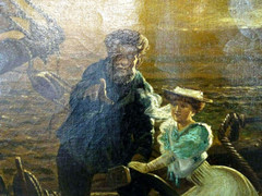 Antique Painting, M. Shepard. Oil on Canvas, „The Parting“ 26 in X 30 in, Frame