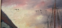 Oil painting oil painting masterpiece landscape seafaring ships sea people 254