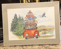 Original Swedish Funky Abstract Anne-Marie „Bia“ Nilsson Watercolor Painting