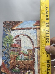 Original Oil Painting Village Street On Board 9” X 5.5” Incredible