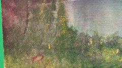 Original Landscape Painting on Canvas Panel – Moody Forest & Lake – Impasto