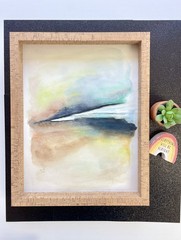 Original Watercolor Abstract Ocean/Beach-11×15 Unframed & Unique blue,tan,green