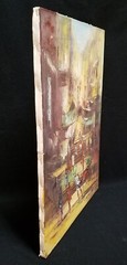 18×24 Vintage Oil on Canvas ASIAN STREET SCENE Rickshaw by DAVID ZANG Hong Kong