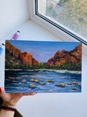 Original painting Mountain Lake Art Yosemite National Park art mountains Art