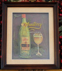 VTG SMALL FRAMED 3D SHADOW BOX MONTEREY WINE WALL ART OIL PAINTING ARTIST DURHAM