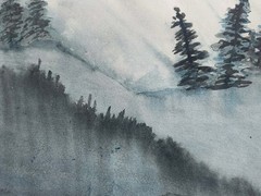 Mountains Abstract Colorful Modern Unique Bold Art Watercolor Mixed Media Paper