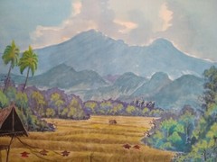 Vintage Original Gouache Painting of Vietnamese Field Workers.