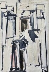 YECHIEL KRIZE (1909-1968), Oil on Canvas, Semi Abstract, White Village, Signed