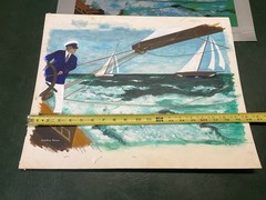 Original Signed Rodney Hilton Brown Painting & Print ~ Sailing Boat Race Captain