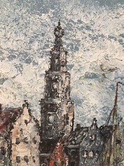 23.75”x35.5” Euro Water Cityscape H. de Jong Oil Painting On Canvas 2 Holes